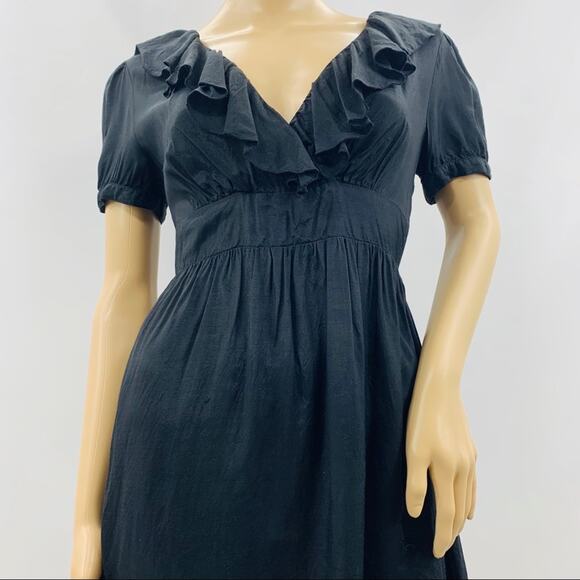 ASOS Black Wrap Dress with Ruffle Neck Line - Picture 5 of 11